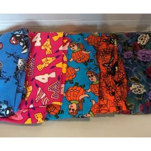 Lularoe OS Lot Of 5 Leggings Yoga Pants FLORAL HALLOWEEN JULY 4TH